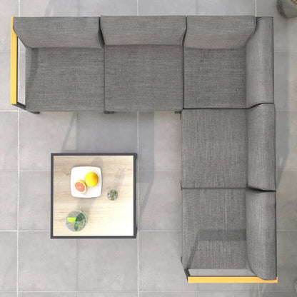 Outsunny Salotto da Giardino con Divano e Tavolino in Alluminio con Cuscini Imbottiti, Grigio