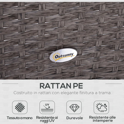 Outsunny Set Mobili da Giardino 2 Poltrone 2 Poggiapiedi 1 Tavolino in Vetro Temperato Rattan Grigio