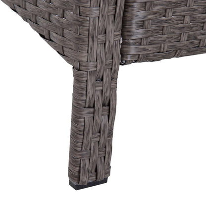 Outsunny Set Mobili da Giardino 2 Poltrone 2 Poggiapiedi 1 Tavolino in Vetro Temperato Rattan Grigio