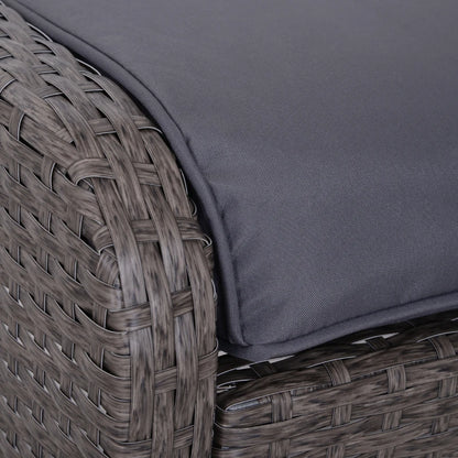 Outsunny Set Mobili da Giardino 2 Poltrone 2 Poggiapiedi 1 Tavolino in Vetro Temperato Rattan Grigio