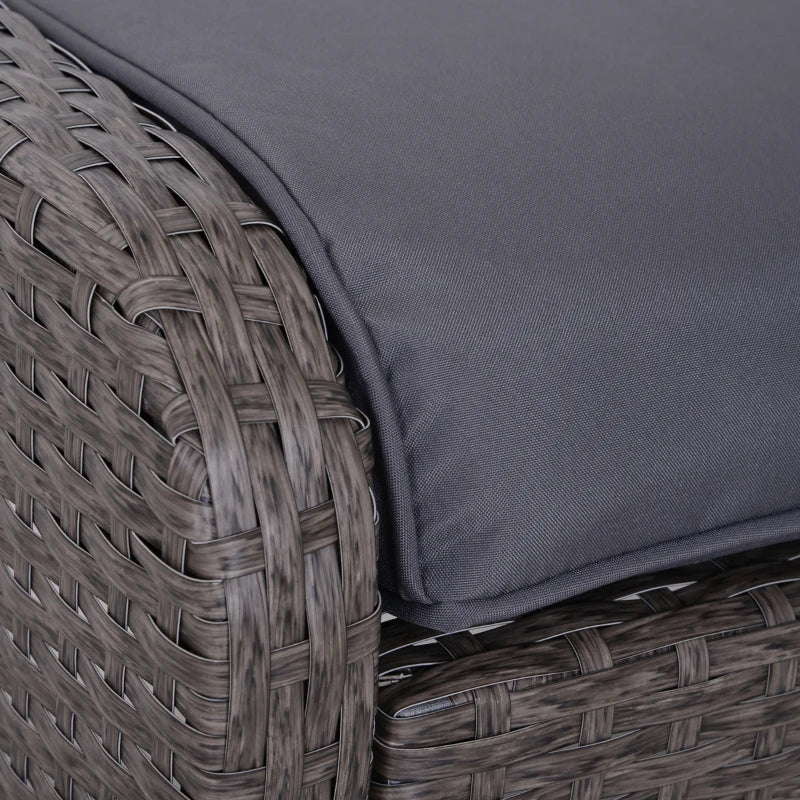 Outsunny Set Mobili da Giardino 2 Poltrone 2 Poggiapiedi 1 Tavolino in Vetro Temperato Rattan Grigio