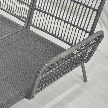 Outsunny Set da Giardino in Rattan PE Stile Boho, Divano 2 Posti con Chaise Longue e Tavolino, Grigio Chiaro