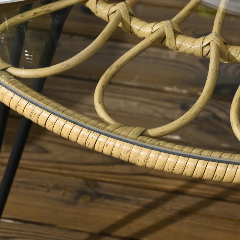 Outsunny Set da Giardino 5 Pezzi in Rattan con Tavolo Rotondo Ø82x50 cm e 4 Sedie 72x72x75 cm con Cuscini
