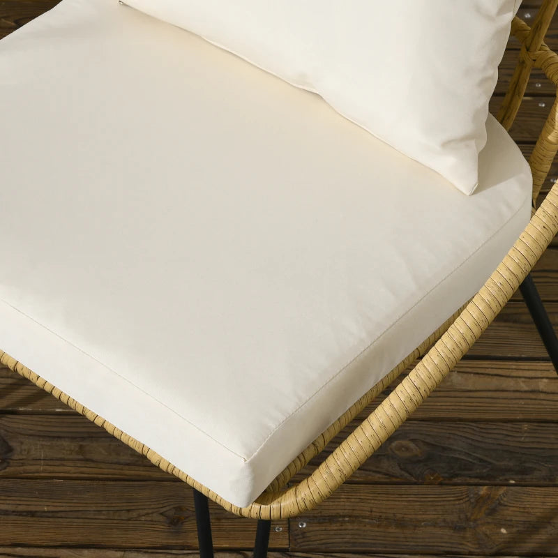 Outsunny Set da Giardino 5 Pezzi in Rattan con Tavolo Rotondo Ø82x50 cm e 4 Sedie 72x72x75 cm con Cuscini