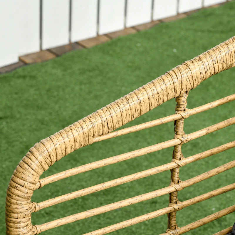 Outsunny Set da Giardino 4 Pezzi in Rattan PE e Acciaio con 2 Sedie, Divano 2 Posti e Tavolino, Marrone Nero e Grigio