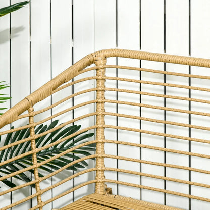 Outsunny Set da Giardino 4 Pezzi in Rattan PE e Acciaio con 2 Sedie, Divano 2 Posti e Tavolino, Marrone Nero e Grigio