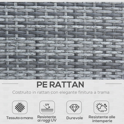 Outsunny Set Mobili 4 Pezzi Divanetto 2 Poltrone Tavolino da Giardino Metallo, Rattan 108.5 x 61.5 x76.5 cm