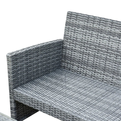 Outsunny Set Mobili 4 Pezzi Divanetto 2 Poltrone Tavolino da Giardino Metallo, Rattan 108.5 x 61.5 x76.5 cm