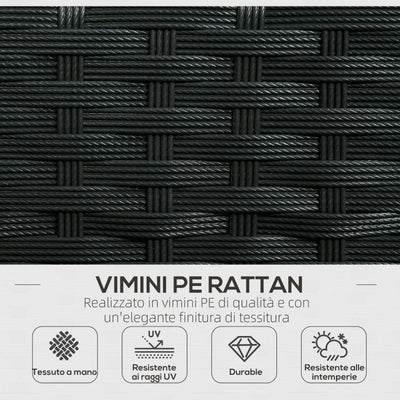 Outsunny Set da Giardino 4Pezzi in Rattan con 2 Sedie, Poltrona da Giardino a 2 Posti e Tavolino Basso