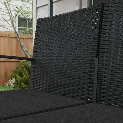 Outsunny Set da Giardino con 2 Sedie, Divanetto e 2 Tavolini con Cuscini e Piano in Vetro, Nero