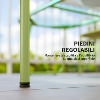 Outsunny Salotto da Esterno in Rattan PE con Divanetto, 2 Poltroncine e Tavolino con Piano in Vetro, Verde