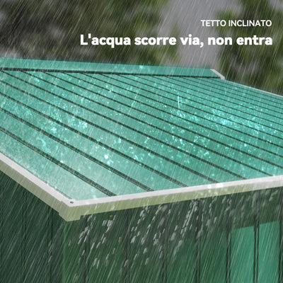 Outsunny Casetta da Giardino 4.9 m² con Fondazione, 4 Prese d'Aria e 2 Porte Scorrevoli, Capanno Porta Attrezzi in Lamiera d'Acciaio, 277x195x192 cm, Verde Scuro