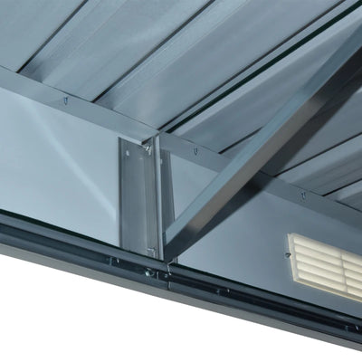 Outsunny Capanno da Giardino con 2 Porte Scorrevoli e Tetto Inclinato in Lamiera d'Acciaio, 261x133x182cm, Verde