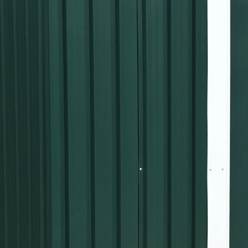 Outsunny Capanno da Giardino con 2 Porte Scorrevoli e Tetto Inclinato in Lamiera d'Acciaio, 261x133x182cm, Verde