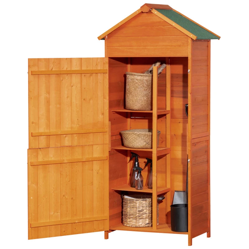 Outsunny Casetta da Giardino Porta Attrezzi in Legno con 2 Ante e 3 Mensole, 84x52x188cm