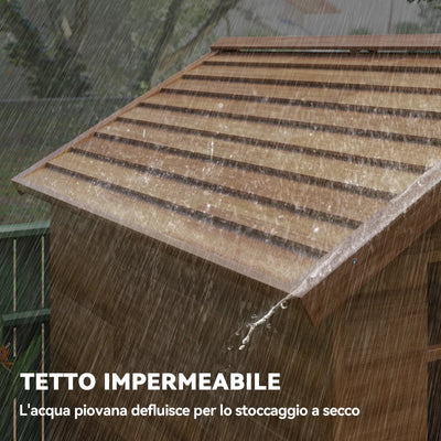Outsunny Casetta da Giardino in Legno 1.8x2m con Porta Doppia, Finestra e Base Inclusa, Colore Legno