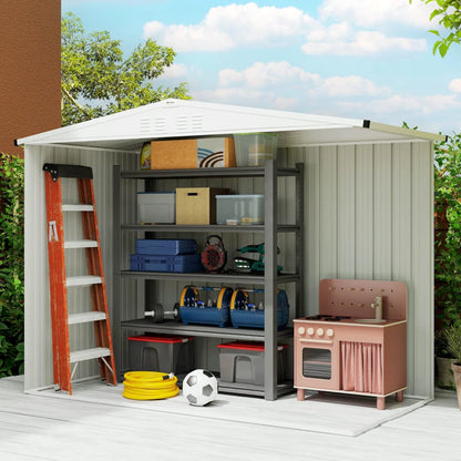 Outsunny Capanno da Giardino Porta Attrezzi in Acciaio Zincato con 2 Porte, 246x117x180 cm, Grigio Scuro