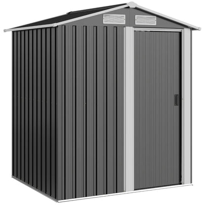 Outsunny Casetta da Giardino Porta Attrezzi in Acciaio, Tetto inclinato e 4 Prese d'Aria, 152x132x188cm