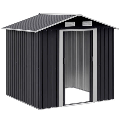 Outsunny Capanno da Giardino 2x1.5x1.9m in Acciaio Zincato, Doppia Porta Scorrevole e 4 Prese d'aria