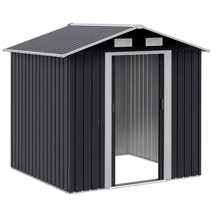 Outsunny Capanno da Giardino 2x1.5x1.9m in Acciaio Zincato, Doppia Porta Scorrevole e 4 Prese d'aria