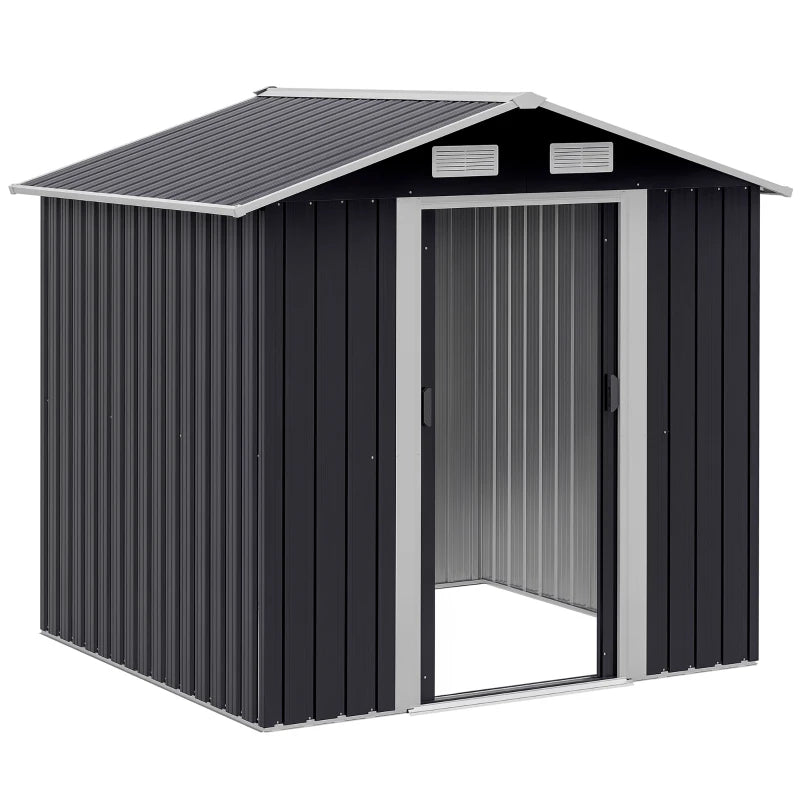 Outsunny Capanno da Giardino 2x1.5x1.9m in Acciaio Zincato, Doppia Porta Scorrevole e 4 Prese d'aria