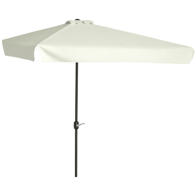 Outsunny Ombrellone Semicircolare per Parete da Terrazza e Giardino con Manovella, 2.5x2.3m, Crema