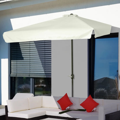 Outsunny Ombrellone Semicircolare per Parete da Terrazza e Giardino con Manovella, 2.5x2.3m, Crema