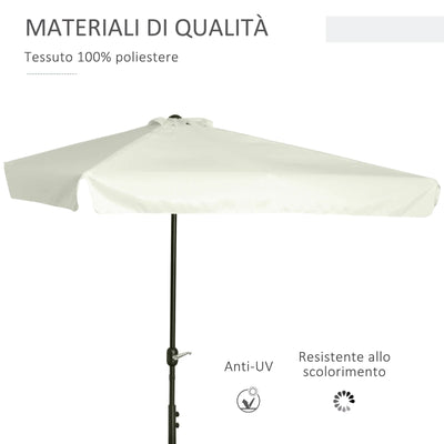 Outsunny Ombrellone Semicircolare per Parete da Terrazza e Giardino con Manovella, 2.5x2.3m, Crema