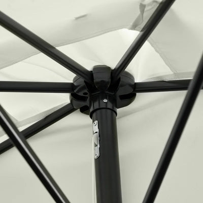 Outsunny Ombrellone Semicircolare per Parete da Terrazza e Giardino con Manovella, 2.5x2.3m, Crema