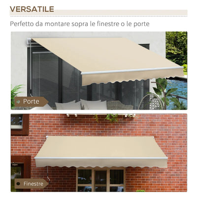 Outsunny Tenda da Sole per Esterno a Bracci Avvolgibile con Apertura a Manovella, 360x250 cm, Crema