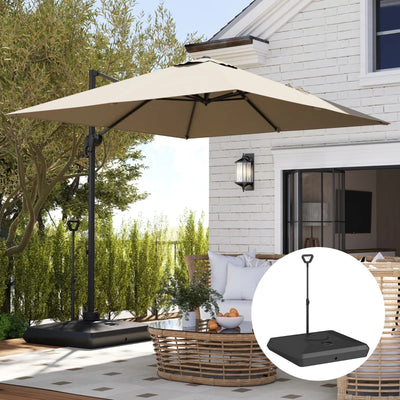 Outsunny Base per Ombrellone a Sbalzo in HDPE con Maniglia e Ruote e Riempibile con Acqua o Sabbia, 95x95x117 cm, Nero