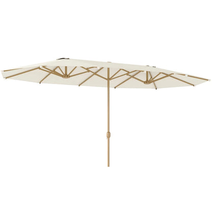 Outsunny Ombrellone Doppio con Apertura a Manovella, in Acciaio Inox e Poliestere, 455x265x238 cm, Beige