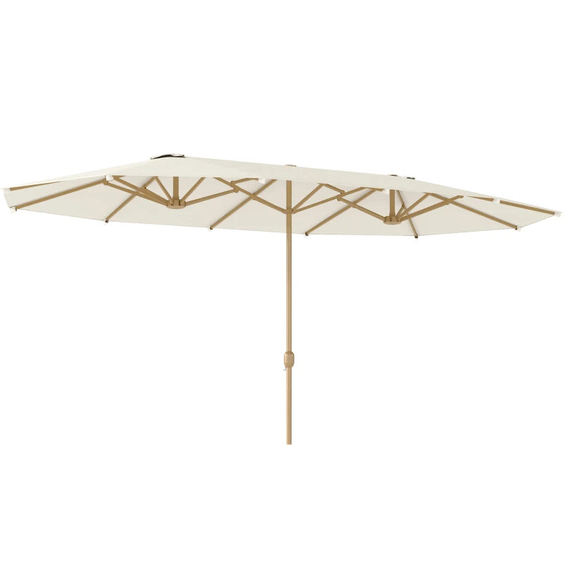 Outsunny Ombrellone Doppio con Apertura a Manovella, in Acciaio Inox e Poliestere, 455x265x238 cm, Beige