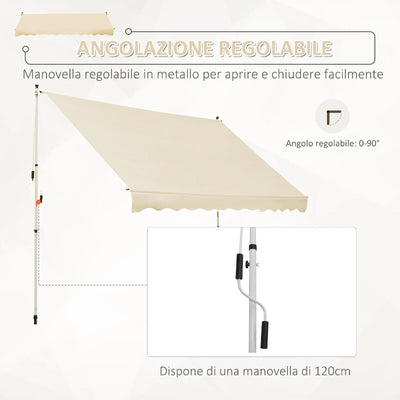 Outsunny Tenda da Sole a Bracci 3x1.5m con Manovella e Struttura Telescopica, Beige