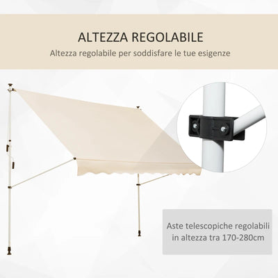 Outsunny Tenda da Sole a Bracci 3x1.5m con Manovella e Struttura Telescopica, Beige