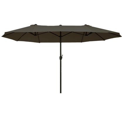 Outsunny Ombrellone Doppio da Giardino 4.6x2.7 m a 12 Stecche con Prese d'Aria e Manovella, Ombrellone per Esterni in Acciaio e Poliestere, Anti UV, Grigio