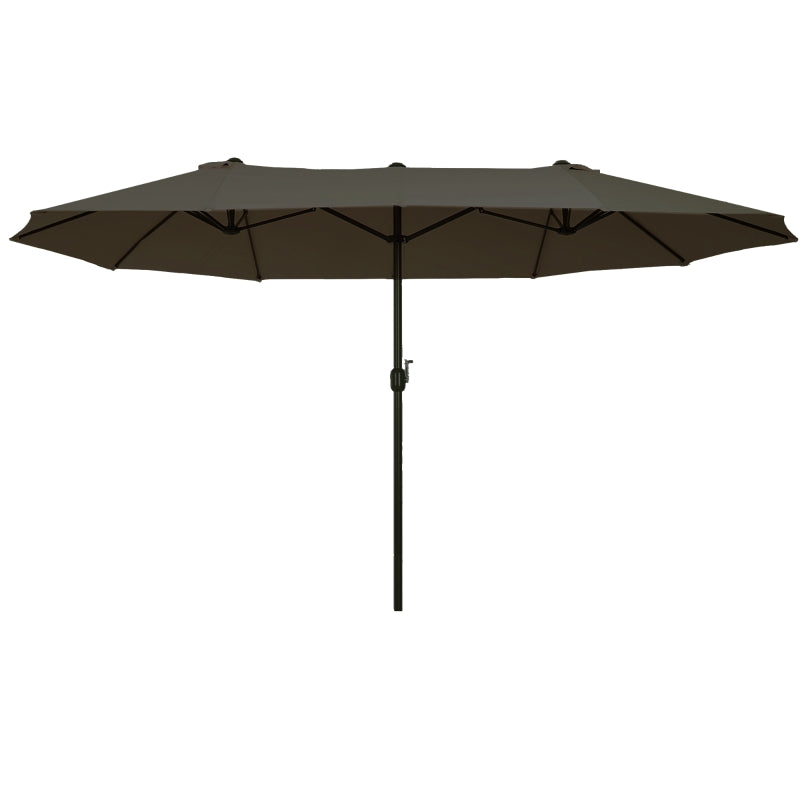 Outsunny Ombrellone Doppio da Giardino 4.6x2.7 m a 12 Stecche con Prese d'Aria e Manovella, Ombrellone per Esterni in Acciaio e Poliestere, Anti UV, Grigio