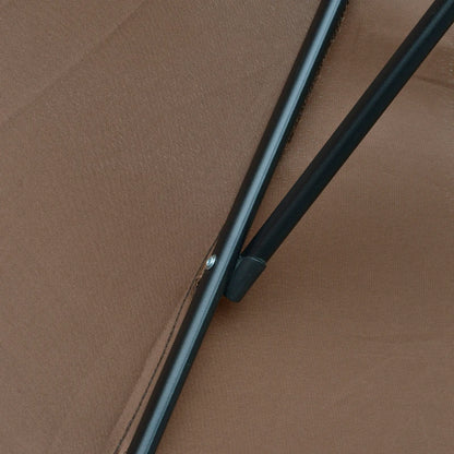 Outsunny Ombrellone Decentrato Ø3x2.5 m con Base a Croce e Manovella, in Acciaio e Poliestere color Caffè