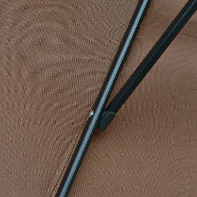 Outsunny Ombrellone Decentrato Ø3x2.5 m con Base a Croce e Manovella, in Acciaio e Poliestere color Caffè