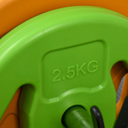 HOMCOM Set Bilanciere e Dischi da 20 kg totali Antiscivolo con 6 Pesi e 2 Clip di Fissaggio, Ø28x130 cm, Multicolore