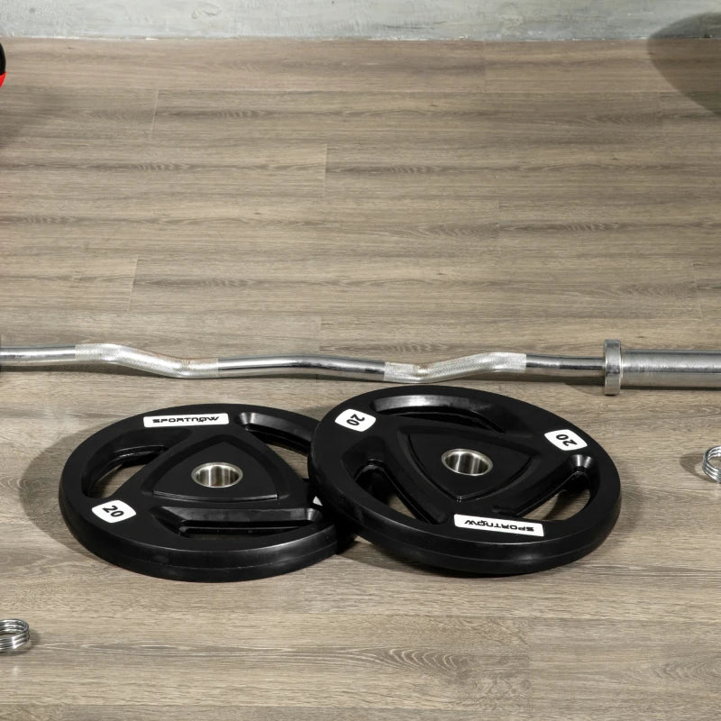 SPORTNOW Set di 2 Dischi Pesi da 20kg in Acciaio con Rivestimento in Gomma per Bilanciere