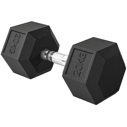 HOMCOM Manubrio Esagonale da 20kg in Acciaio e Gomma per Workout in Palestra, Casa e Ufficio, Nero