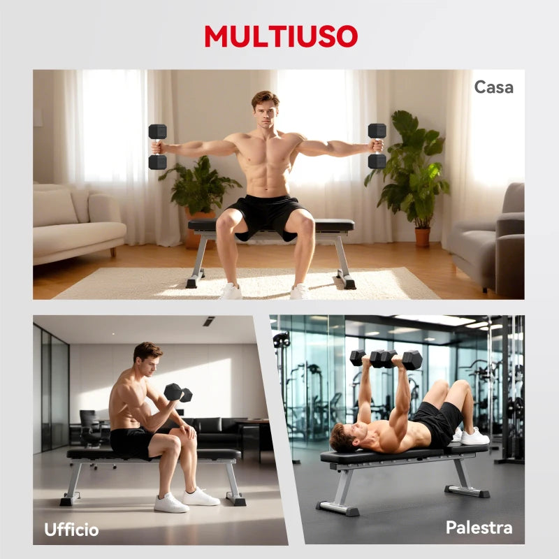 HOMCOM Manubrio Esagonale da 20kg in Acciaio e Gomma per Workout in Palestra, Casa e Ufficio, Nero