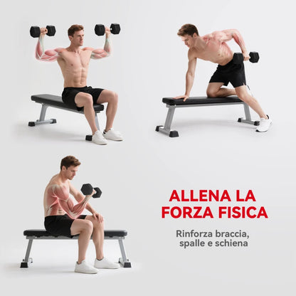 HOMCOM Manubrio Esagonale da 20kg in Acciaio e Gomma per Workout in Palestra, Casa e Ufficio, Nero