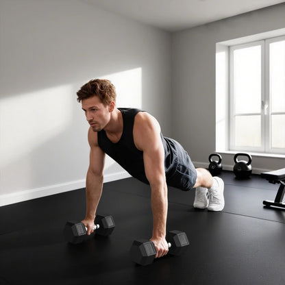 HOMCOM Manubrio Esagonale da 20kg in Acciaio e Gomma per Workout in Palestra, Casa e Ufficio, Nero