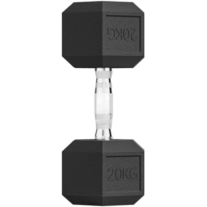 HOMCOM Manubrio Esagonale da 20kg in Acciaio e Gomma per Workout in Palestra, Casa e Ufficio, Nero