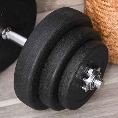 HOMCOM Set Manubri Palestra 40kg (4x5kg, 4x2.5kg, 4x1.5kg), Pesi Palestra con 12 Dischi da 1.5kg, 2.5kg, 5kg, Փ25mm, per Allenamento a Casa