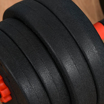 HOMCOM Set 2 Manubri Convertibili in Bilanciere, 25kg Totali con 12 Dischi Pesi Acciaio e Plastica Allenamento a Casa