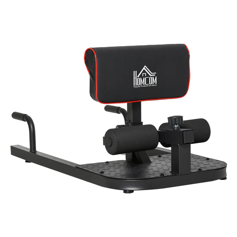 HOMCOM Macchina Squat 3 in 1, Macchina per Deep Sissy Squat Sit Up Push Up Regolabile Acciaio, Multifunzione, per Fitness, Allenamento, Leg Press, Addominali e Flessioni, Nero