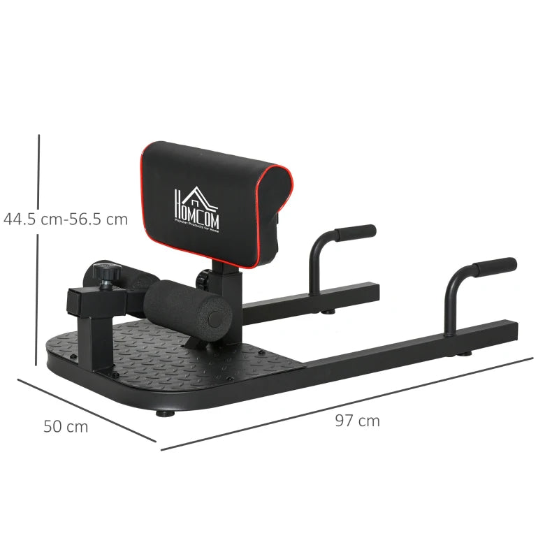 HOMCOM Macchina Squat 3 in 1, Macchina per Deep Sissy Squat Sit Up Push Up Regolabile Acciaio, Multifunzione, per Fitness, Allenamento, Leg Press, Addominali e Flessioni, Nero